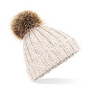 Junior mössa med tofs - Beige