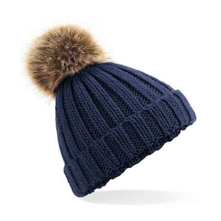 Junior mössa med tofs - Marinblå