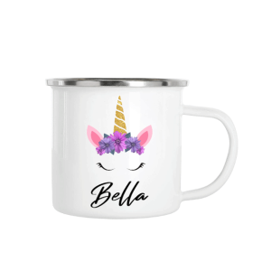 Emaljmugg med namn - Unicorn