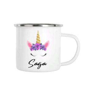Emaljmugg med namn - Unicorn