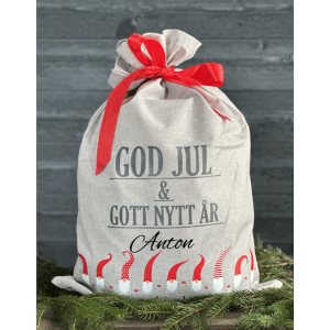 Ljusgrå Julklappssäck med namn