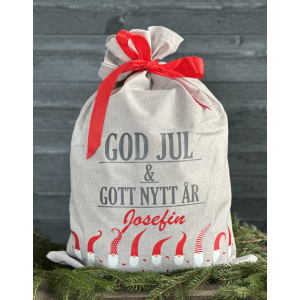 Ljusgrå Julklappssäck med namn
