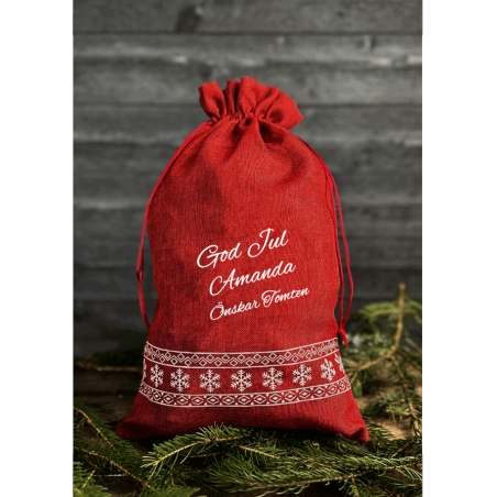 Liten Röd Julklappssäck - God Jul Önskar Tomten