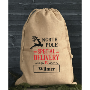 Julklappssäck med namn - NORTH POLE Delivery