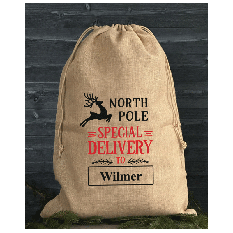 Julklappssäck med namn - NORTH POLE Delivery