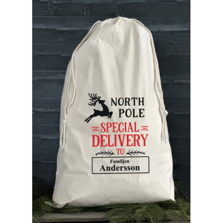 Julklappssäck med namn - NORTH POLE Delivery