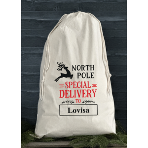 Julklappssäck med namn - NORTH POLE Delivery